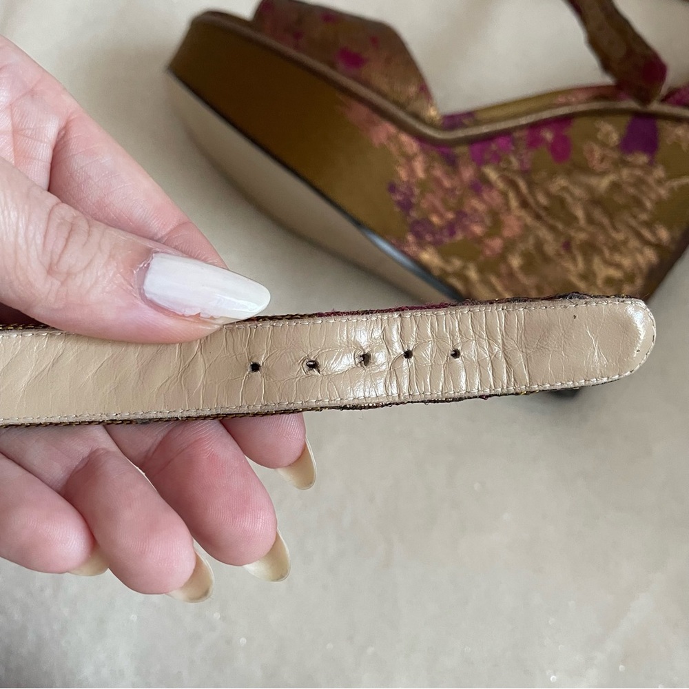 NEW Paul Andrew "Adalet" Platform Metallic Jacquard Ankle Strap Wedges ✨ - Picture 6 of 15